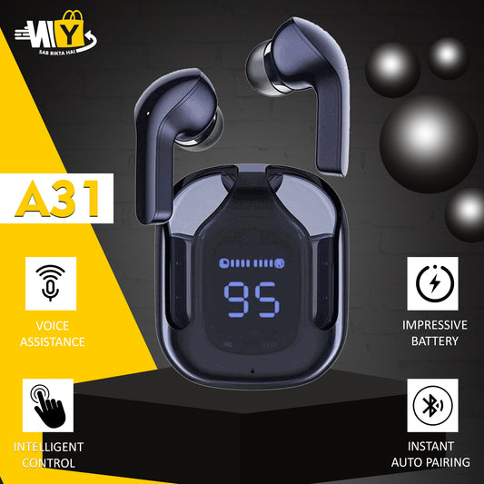 "Air 31 TWS Transparent Earbuds – Crystal Clear Sound & Modern Design"