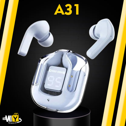 "Air 31 TWS Transparent Earbuds – Crystal Clear Sound & Modern Design"