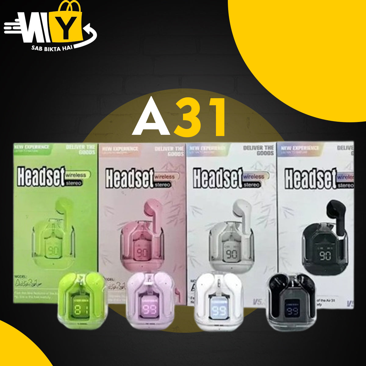 "Air 31 TWS Transparent Earbuds – Crystal Clear Sound & Modern Design"